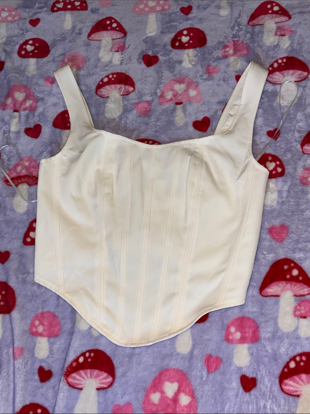 Cream Corset-Style Women's Crop Tank Top NWOT